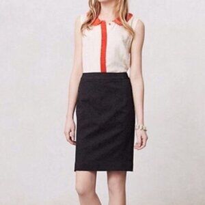 Anthropologie‎ Vanessa Virginia Rose Brocade Pencil Skirt in Black Women's Sz 0